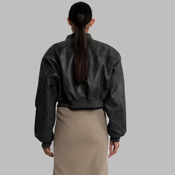 Frankie Shop Cropped Faux Leather Jacket - Picture 5 of 12